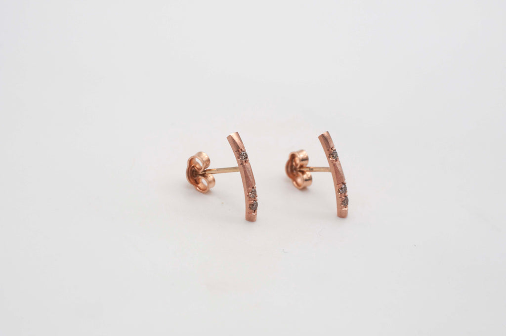 geometric rocks - Ohrstecker mit braunen Diamanten image 1