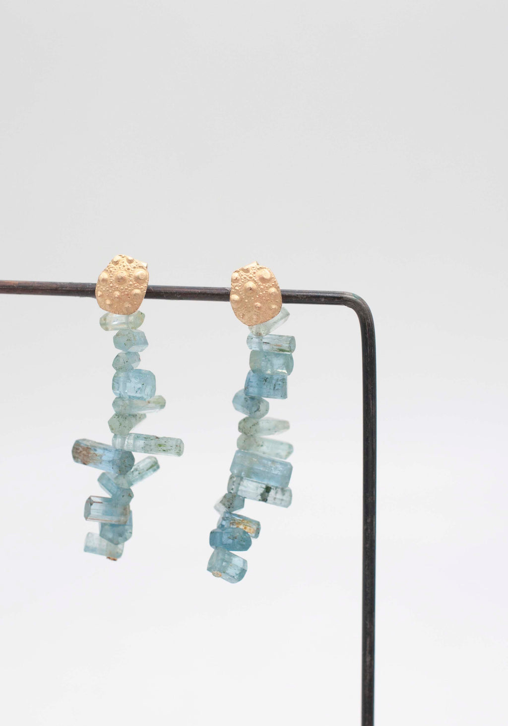 Ohrring Anhänger - blaue Aquamarin Kristalle