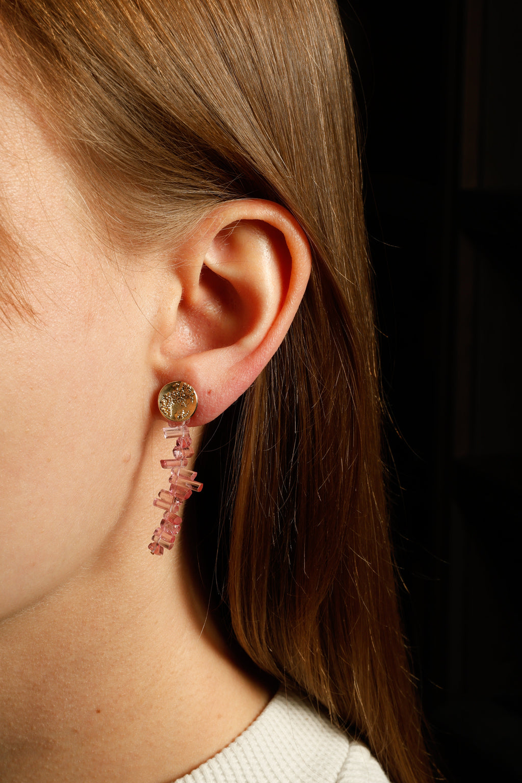 Earring Charms - Pink Tourmaline Crystal