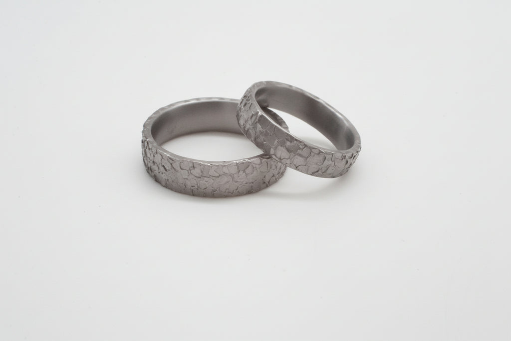 Tantalum wedding rings - heartbeat
