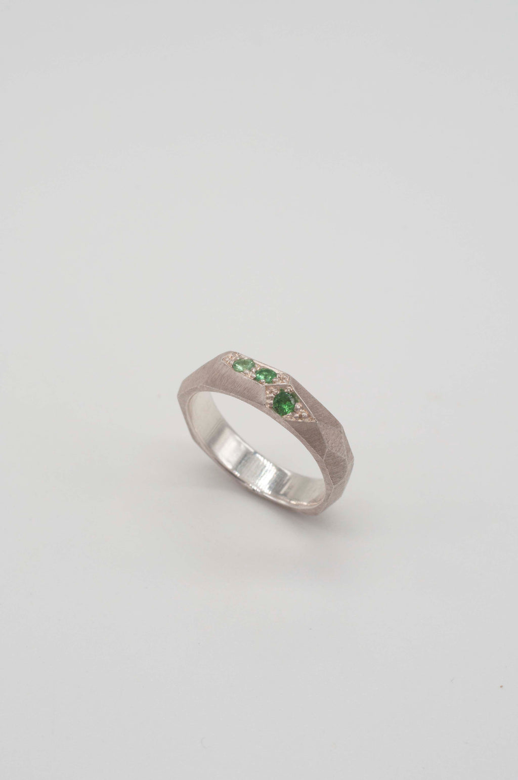 Ring Geometric Rock with Tsavorite