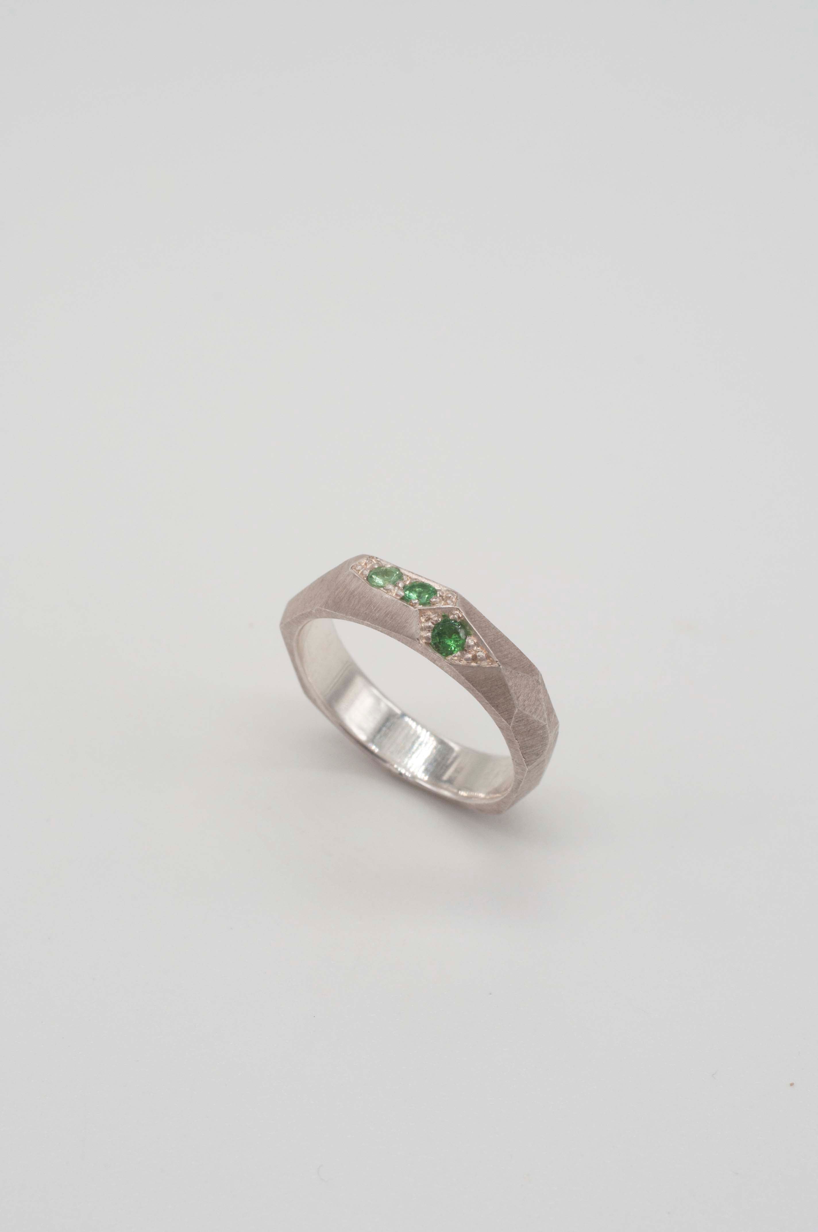 Ring Geometric Rock with Tsavorite