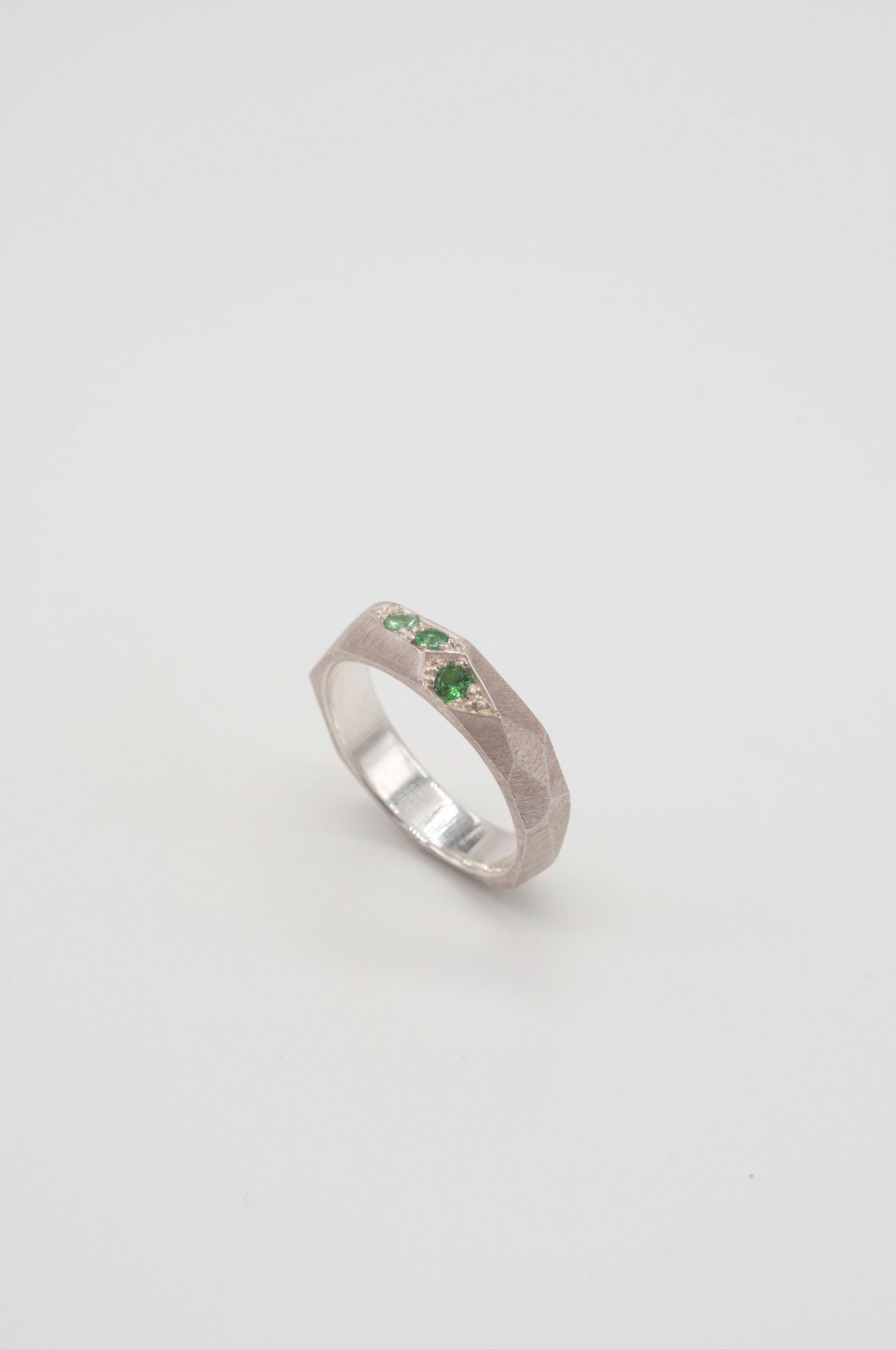Ring Geometric Rock with Tsavorite