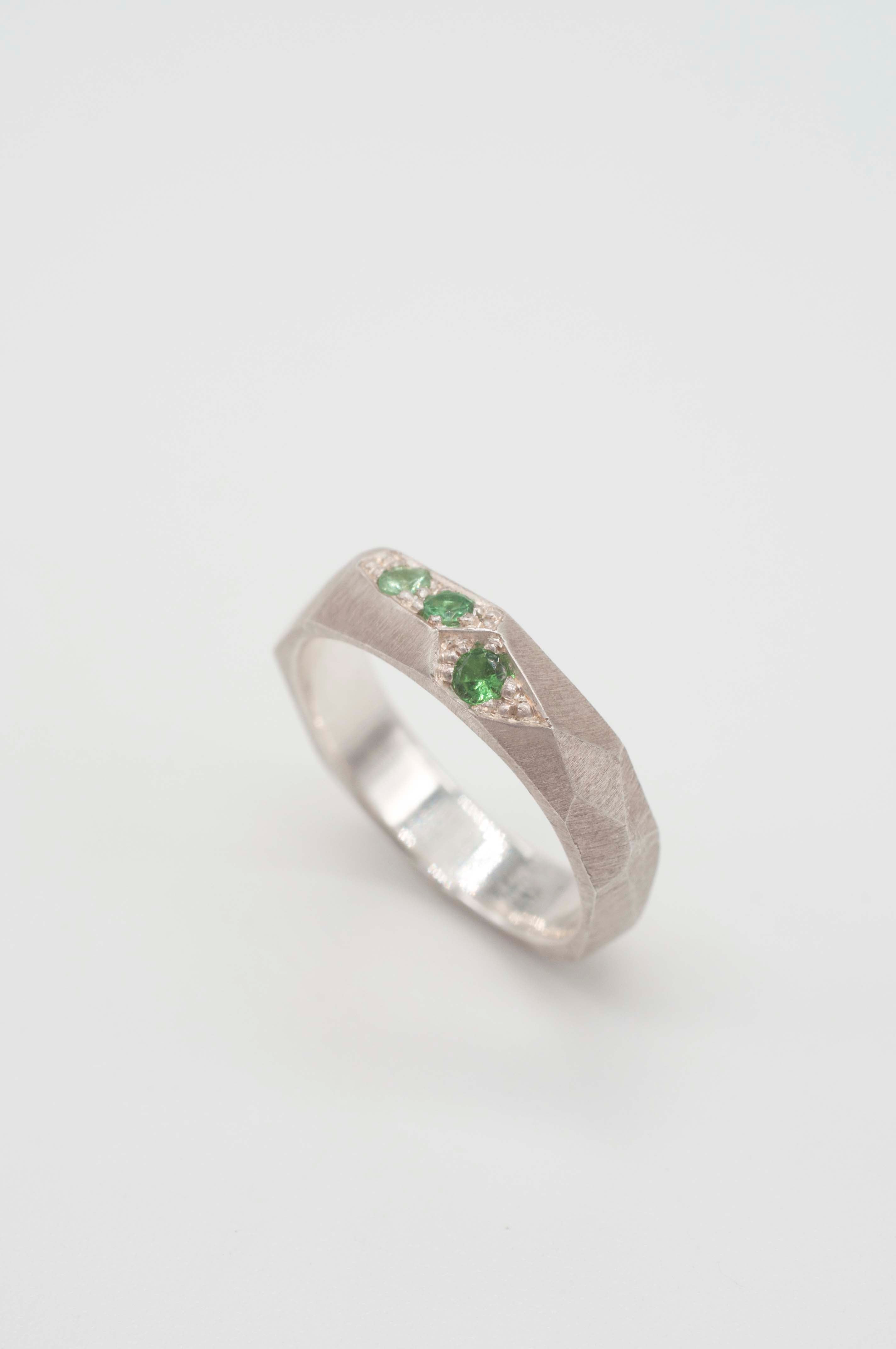 Ring Geometric Rock with Tsavorite