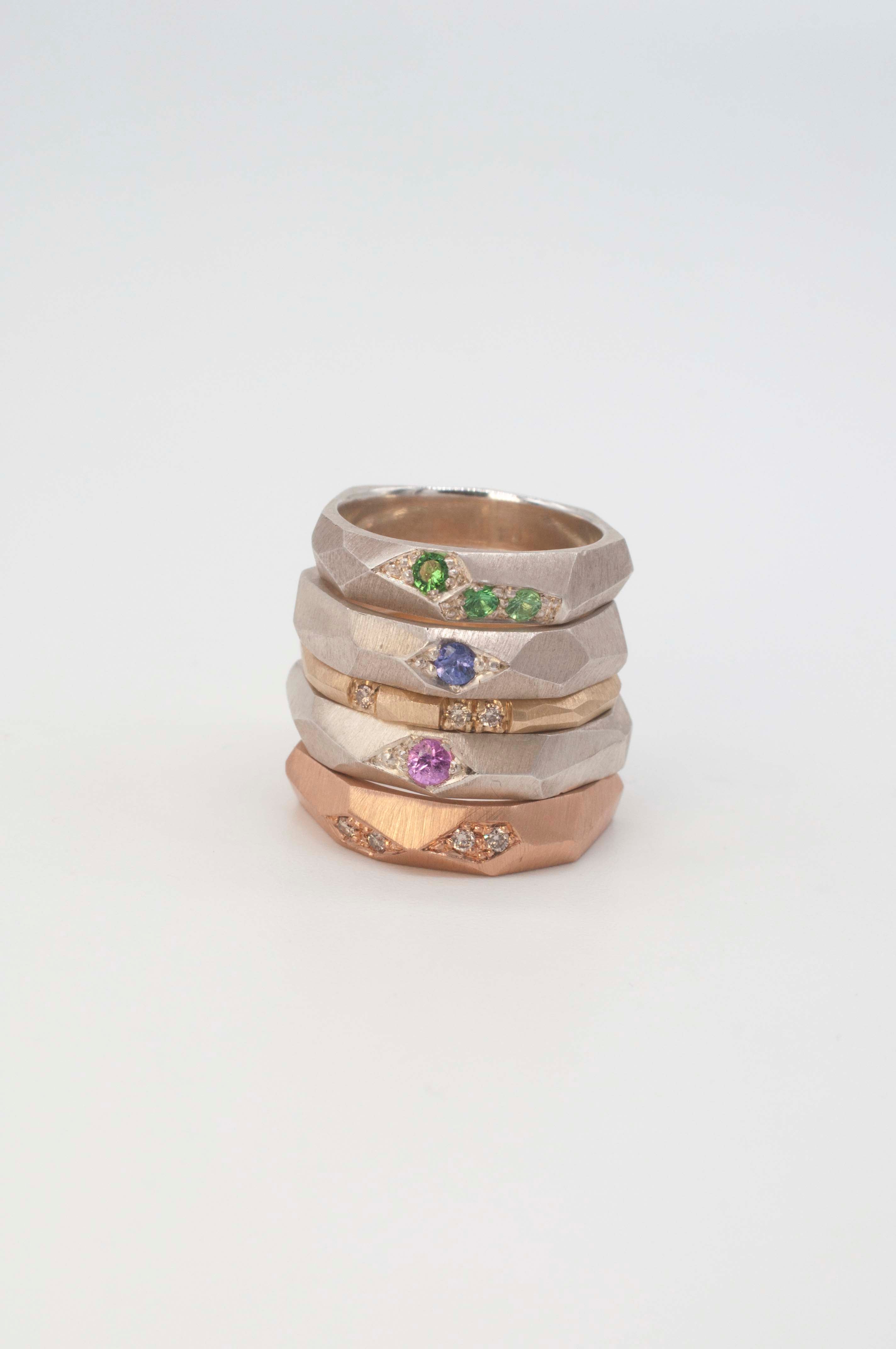 Ring Geometric Rock with Tsavorite