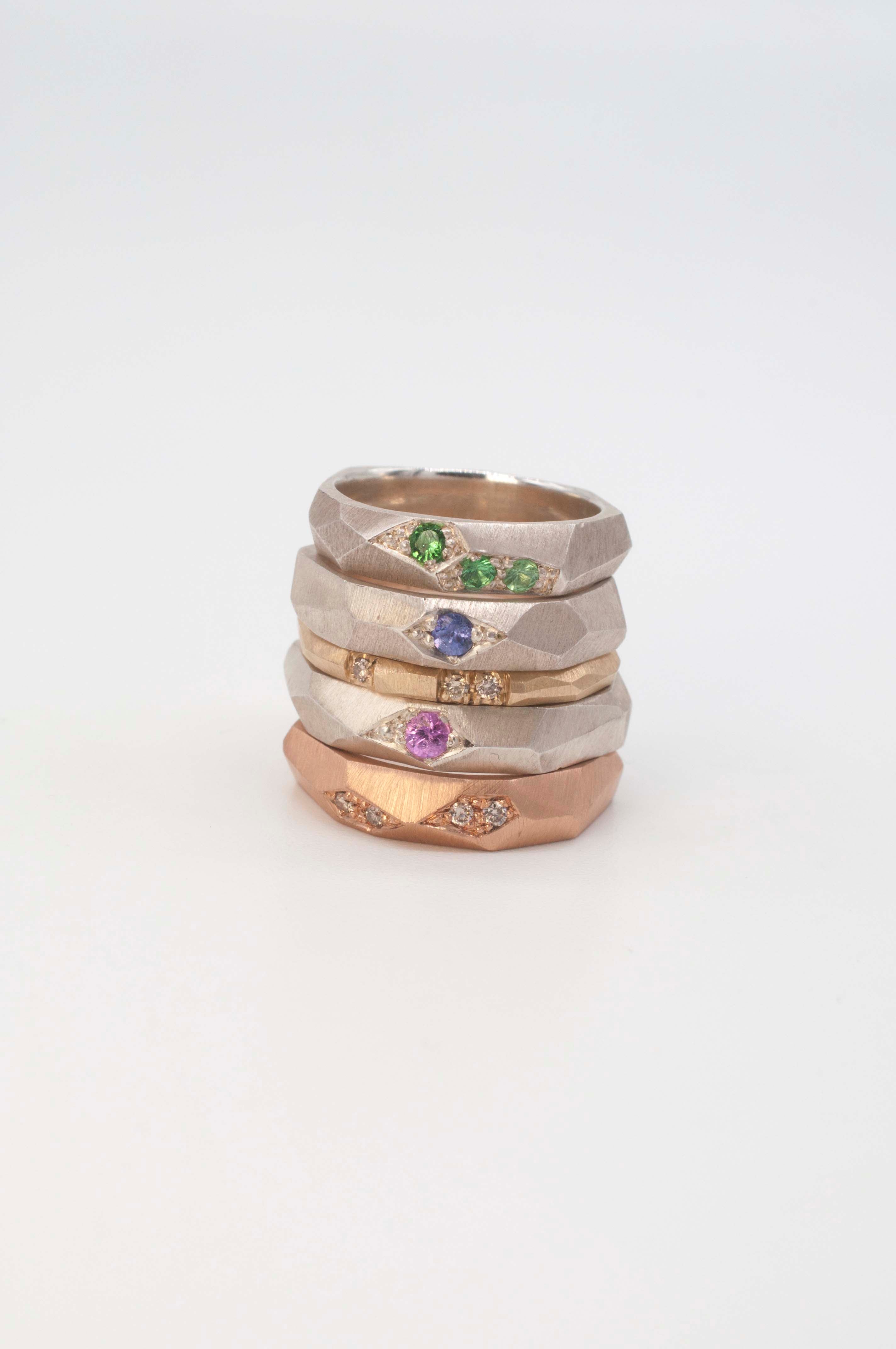 Ring Geometric Rock with Tsavorite