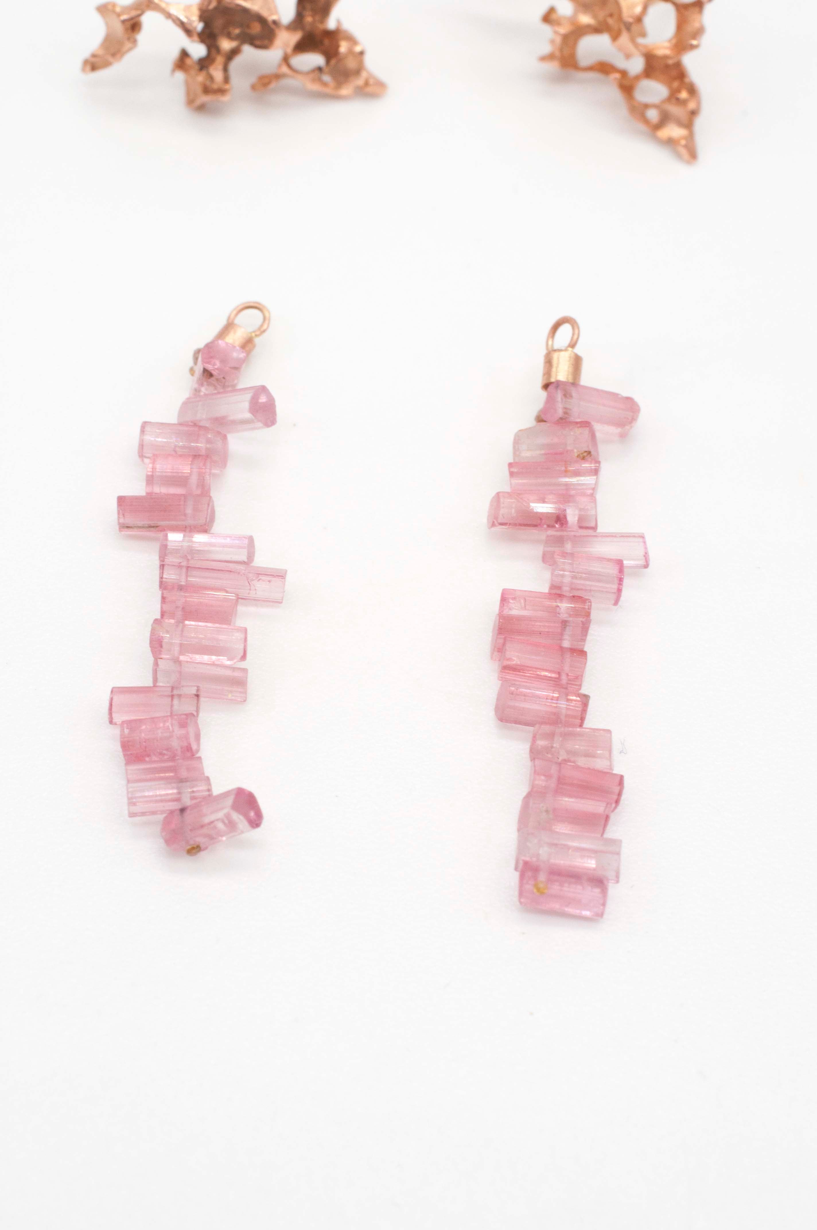 Earring Charms - Pink Tourmaline Crystal