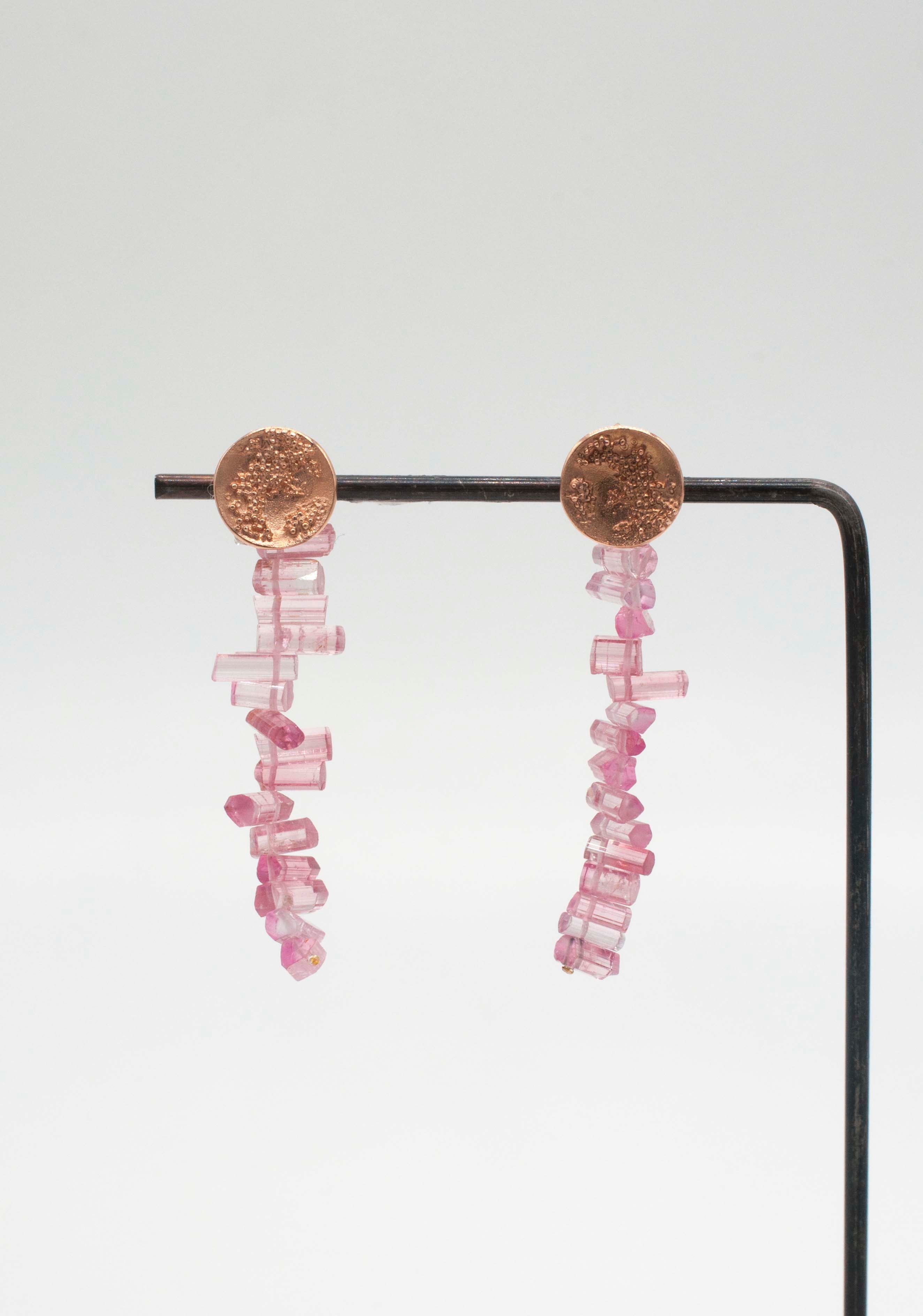 Earring Charms - Pink Tourmaline Crystal