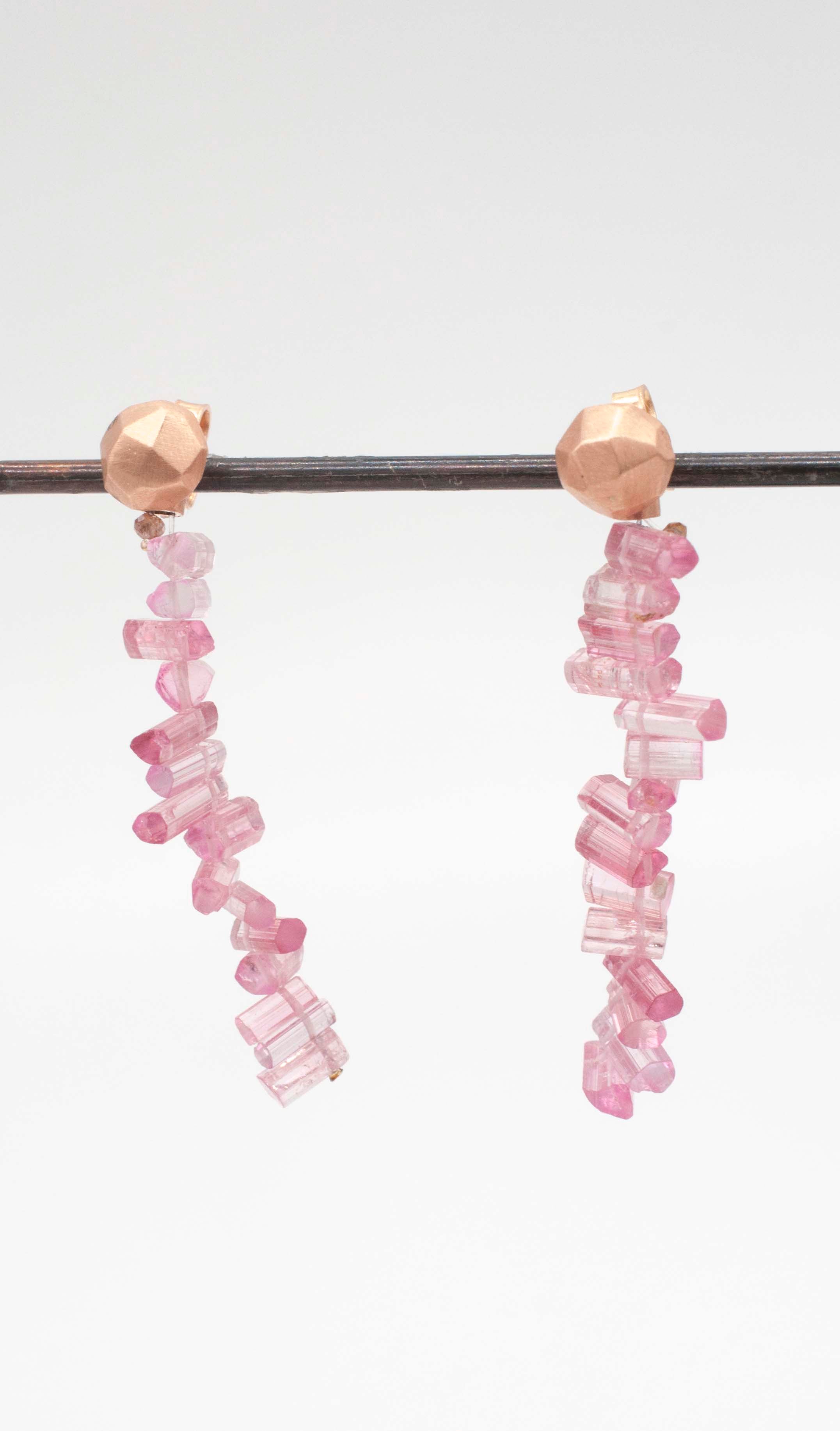 Earring Charms - Pink Tourmaline Crystal