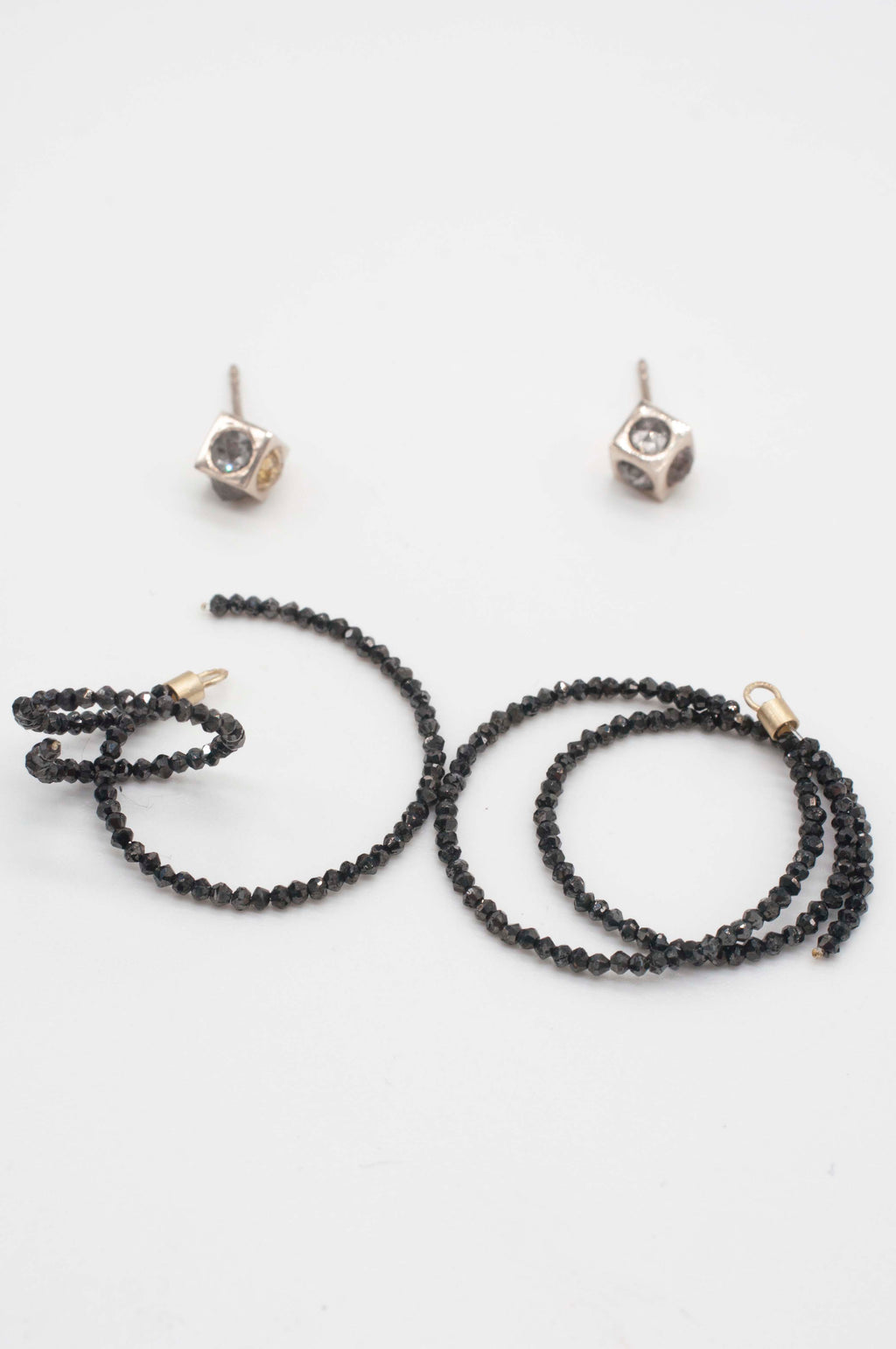 Earring Charms - Black Diamond Hoops
