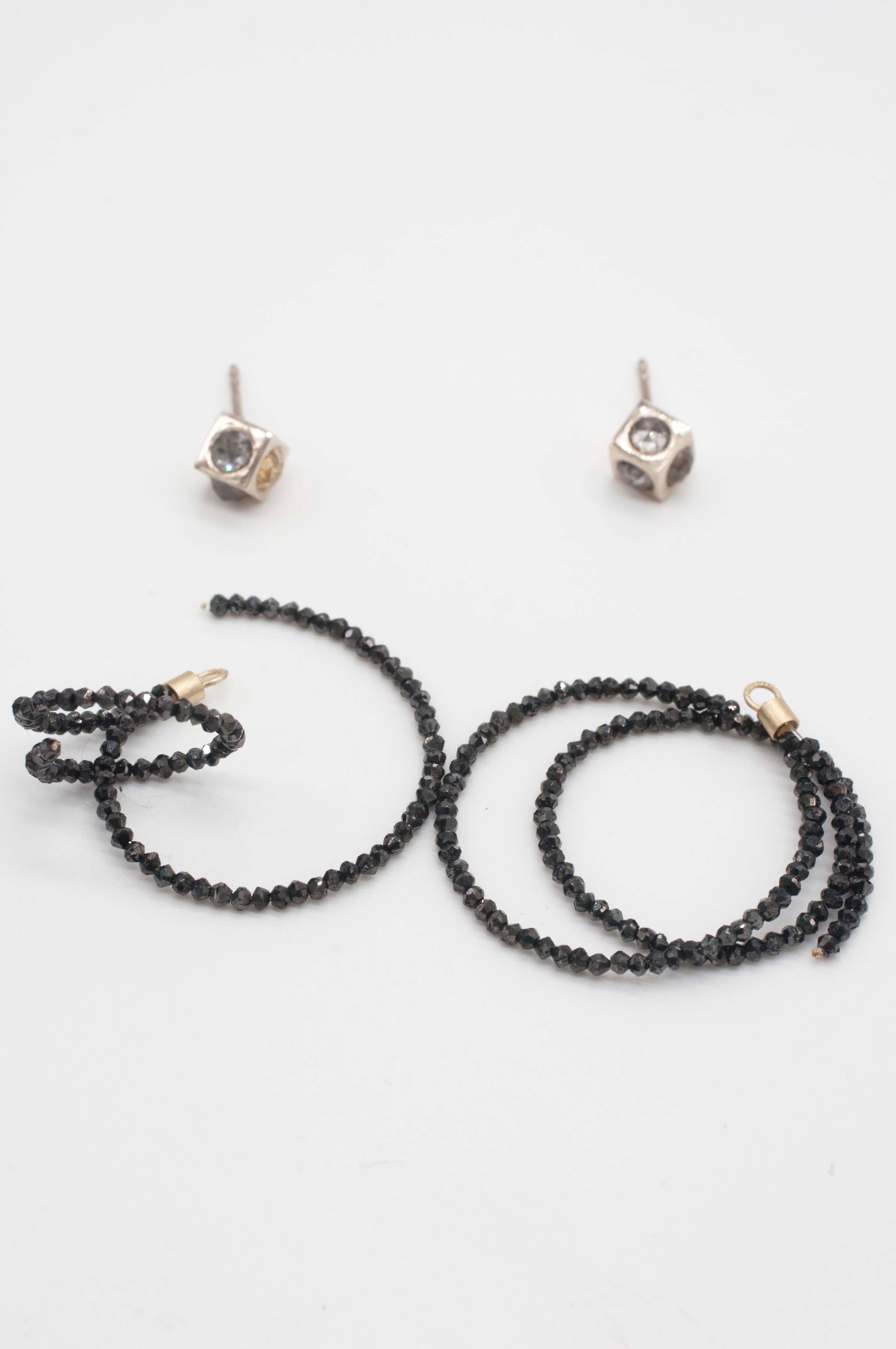 Earring Charms - Black Diamond Hoops